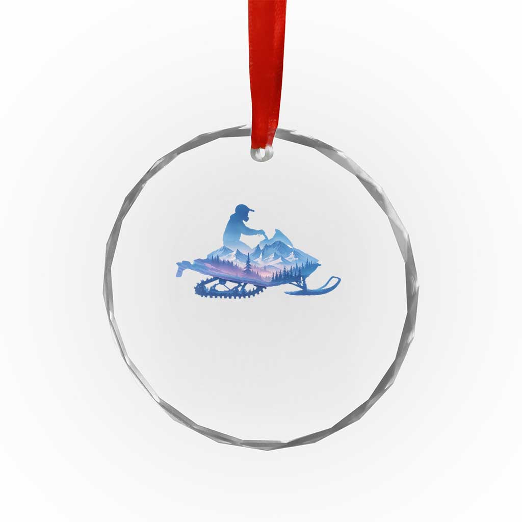 Snowmobile Snow Mountain Forest Snowmobiling Winter Sport Crystal Glass Ornament TS11 Print Your Wear