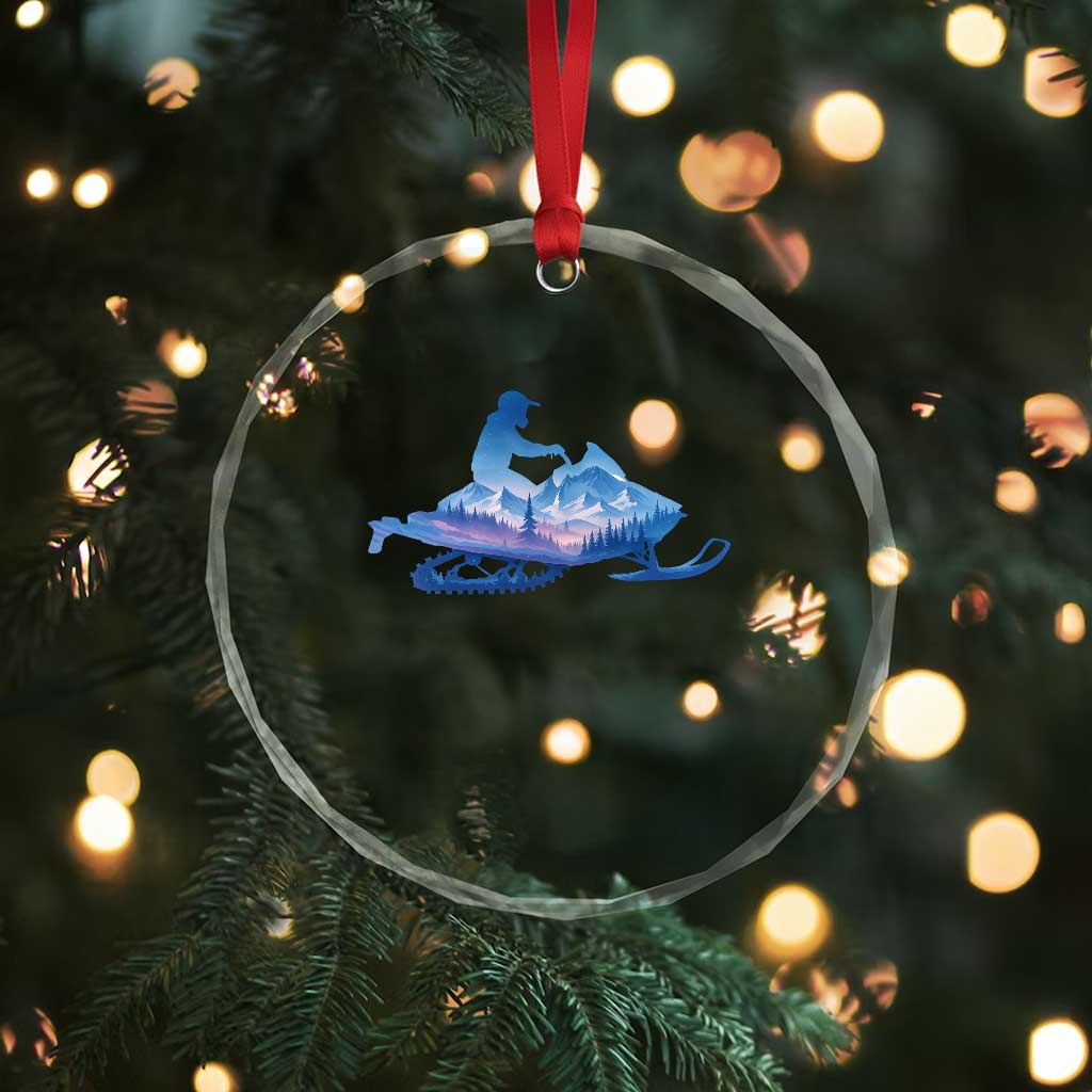 Snowmobile Snow Mountain Forest Snowmobiling Winter Sport Crystal Glass Ornament TS11 Print Your Wear