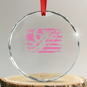 Snowmobile Snowcross Girls Pink American Flag Crystal Glass Ornament TS11 Transparent Glass 3'' Circle Print Your Wear