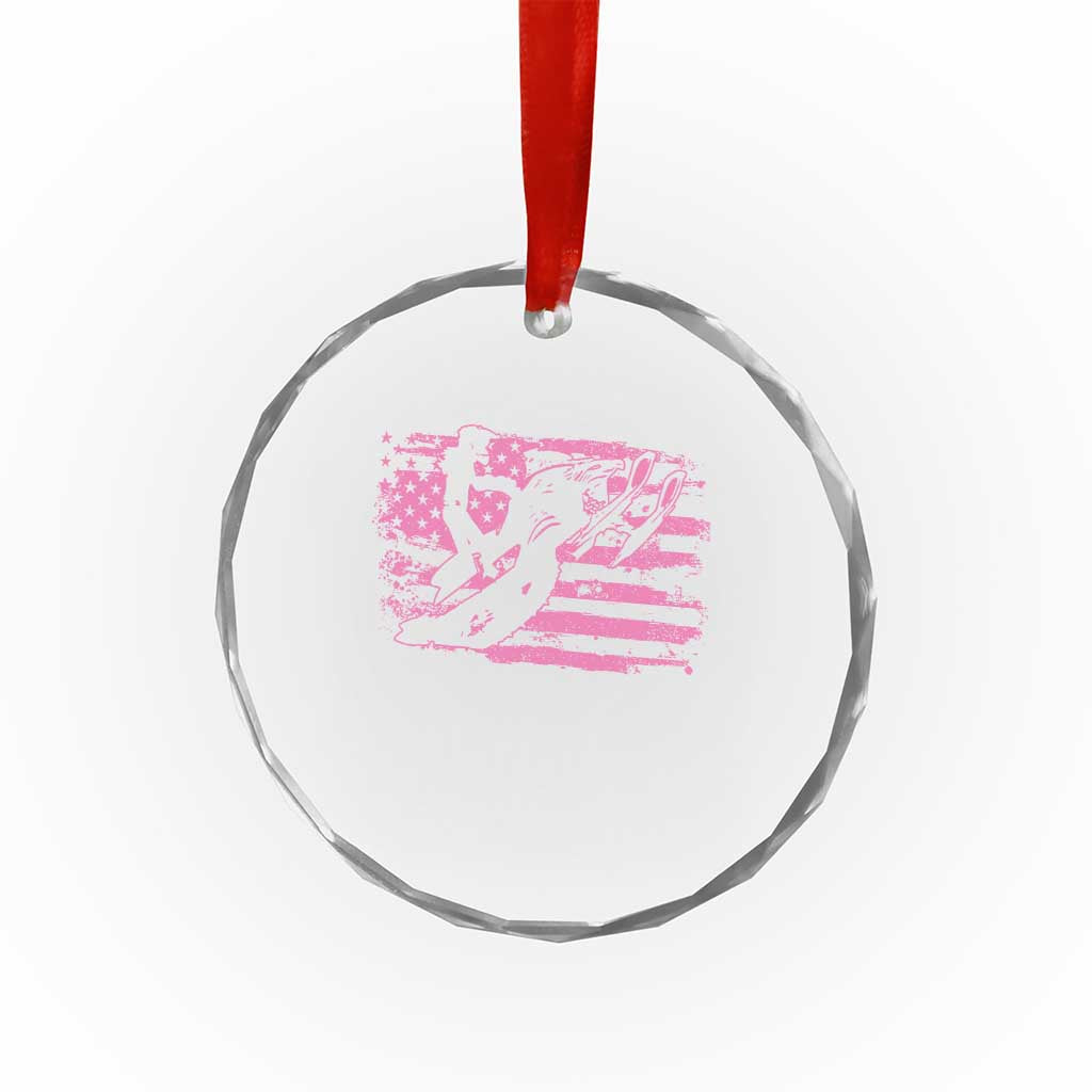Snowmobile Snowcross Girls Pink American Flag Crystal Glass Ornament TS11 Print Your Wear