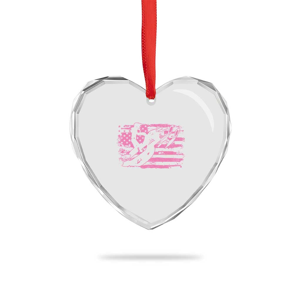 Snowmobile Snowcross Girls Pink American Flag Heart Crystal Glass Ornament TS11 Print Your Wear