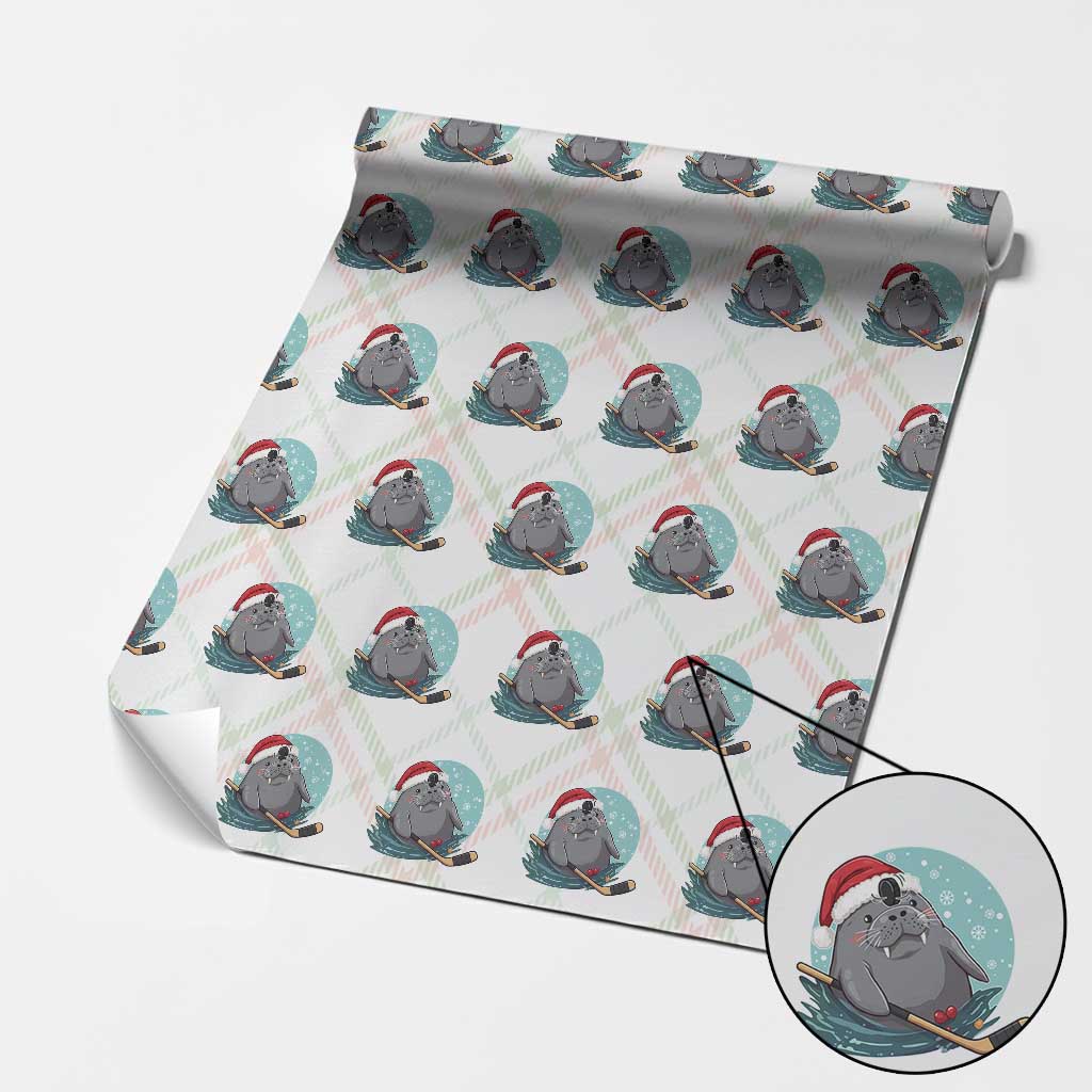 Snowy Seal Ice Hockey Lover Wrapping Paper Roll Funny Christmas Gift TS12 Christmas Plaid Print Your Wear