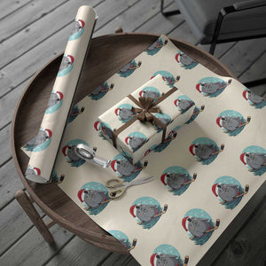 Snowy Seal Ice Hockey Lover Wrapping Paper Roll Funny Christmas Gift TS12 Beige Print Your Wear