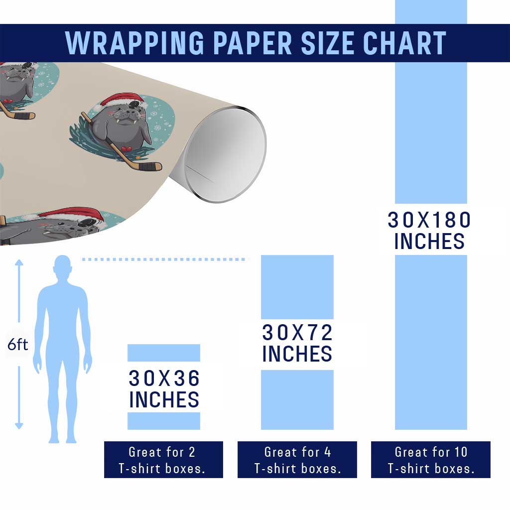 Snowy Seal Ice Hockey Lover Wrapping Paper Roll Funny Christmas Gift TS12 Print Your Wear