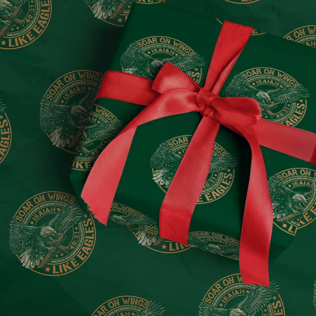 Soar On Wings Like Eagles Christian Wrapping Paper Roll Isaiah 40 31 Bible Verse TS11 Green Print Your Wear