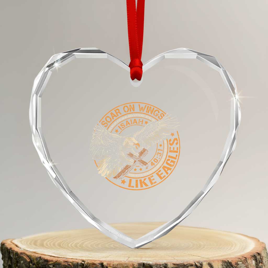 Soar On Wings Like Eagles Christian Heart Crystal Glass Ornament Isaiah 40 31 Bible Verse TS11 Transparent Glass 3'' Heart Print Your Wear