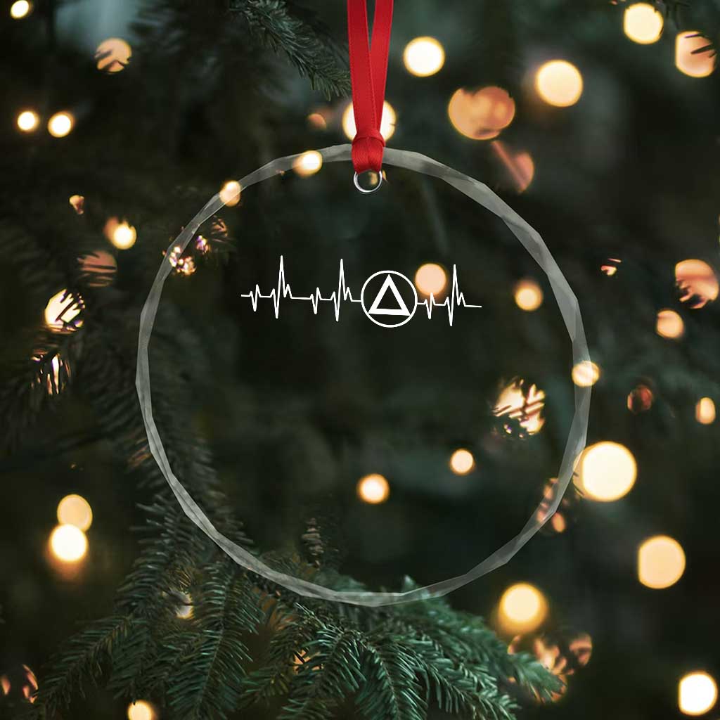 Sober Recover Sobriety Heartbeat EKG Pulse Recovery Crystal Glass Ornament TS11 Print Your Wear