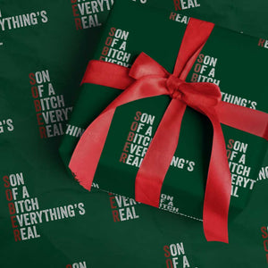 Sobriety Anniversary Wrapping Paper Roll Sober Son Of A Bitch Everythings Real AA NA TS11 Green Print Your Wear