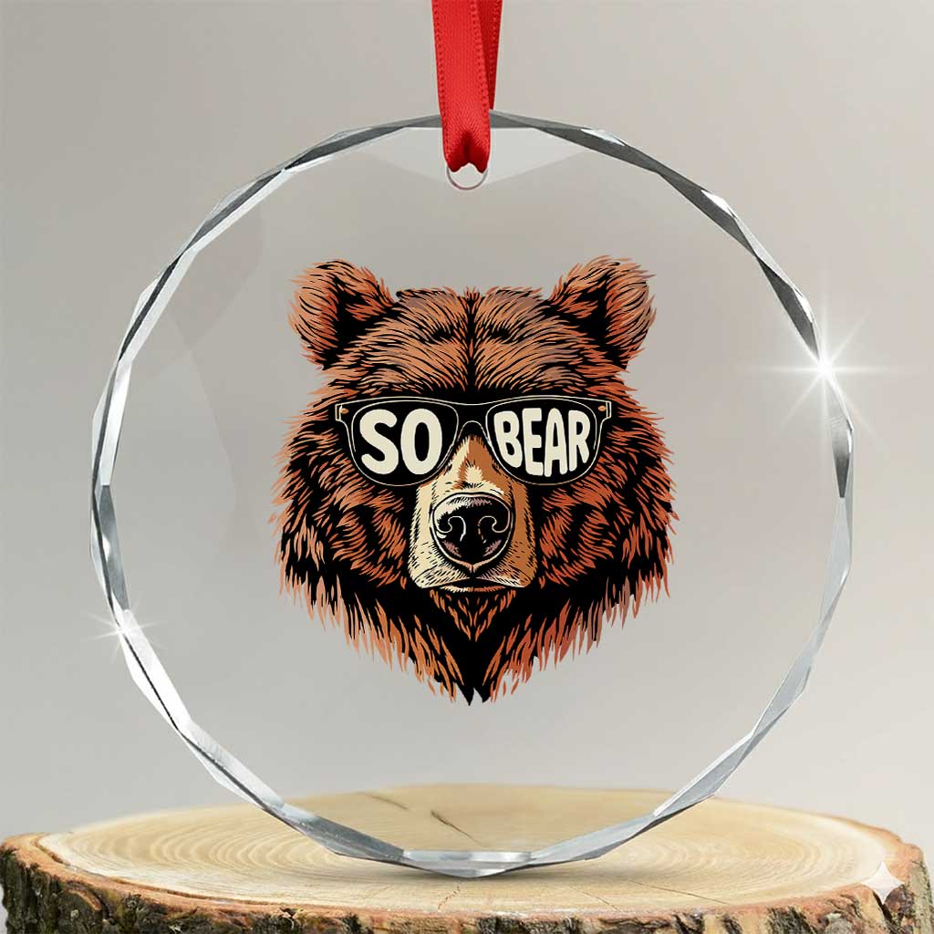 Sobriety Anniversary Sober Bear AA NA Recovery Crystal Glass Ornament TS11 Transparent Glass 3'' Circle Print Your Wear
