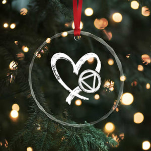 Sobriety Heart Sober Anniversary Alcoholic Abstinence Crystal Glass Ornament TS11 Print Your Wear