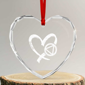 Sobriety Heart Sober Anniversary Alcoholic Abstinence Heart Crystal Glass Ornament TS11 Transparent Glass 3'' Heart Print Your Wear