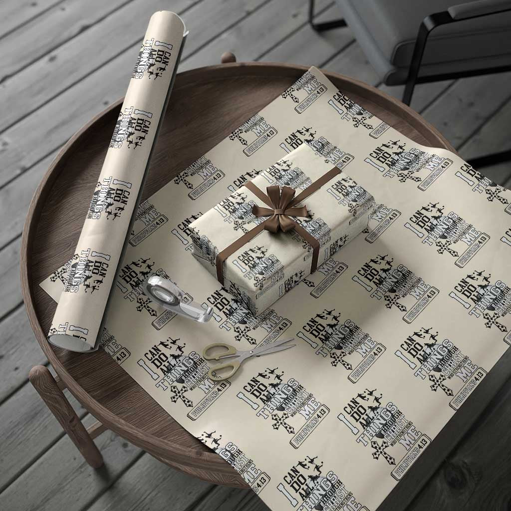 Soccer Christian Gift Wrapping Paper Roll I Can Do All Things Through Christ TS12 Beige Print Your Wear