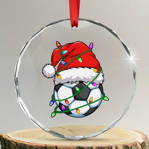 Soccer Christmas Crystal Glass Ornament Santa Hat Sports Xmas Pajamas TS10 Transparent Glass 3'' Circle Print Your Wear