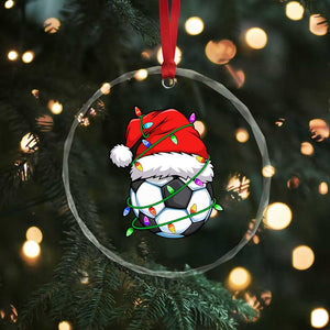 Soccer Christmas Crystal Glass Ornament Santa Hat Sports Xmas Pajamas TS10 Print Your Wear