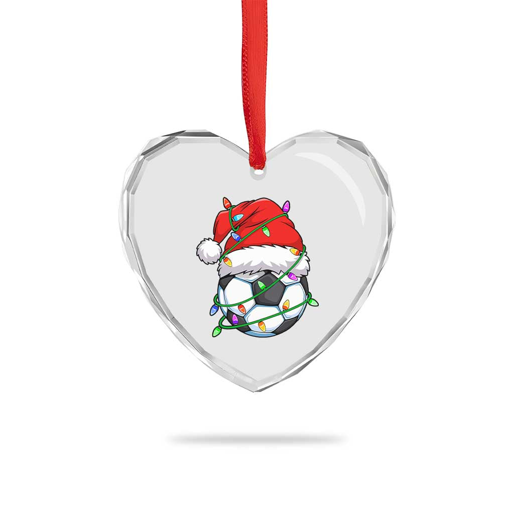 Soccer Christmas Heart Crystal Glass Ornament Santa Hat Sports Xmas Pajamas TS10 Print Your Wear