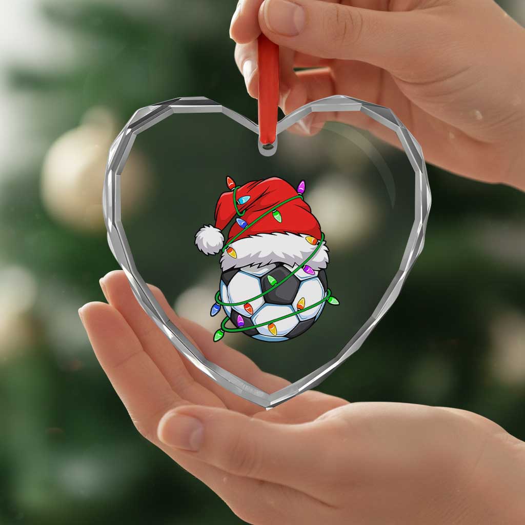 Soccer Christmas Heart Crystal Glass Ornament Santa Hat Sports Xmas Pajamas TS10 Print Your Wear