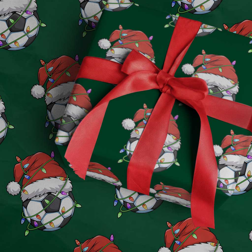 Soccer Christmas Wrapping Paper Roll Santa Hat Sports Xmas Pajamas TS10 Green Print Your Wear