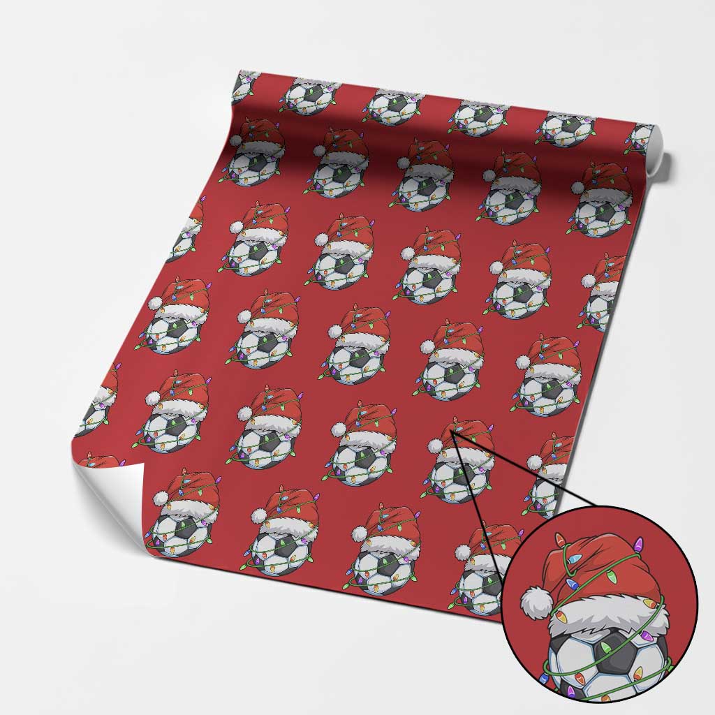 Soccer Christmas Wrapping Paper Roll Santa Hat Sports Xmas Pajamas TS10 Red Print Your Wear