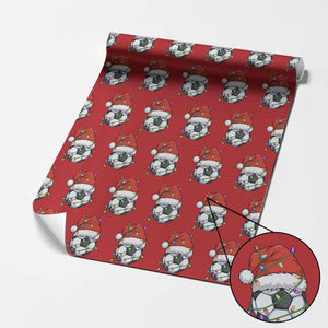 Soccer Christmas Wrapping Paper Roll Santa Hat Sports Xmas Pajamas TS10 Red Print Your Wear