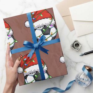 Soccer Christmas Wrapping Paper Roll Santa Hat Sports Xmas Pajamas TS10 Mocha Print Your Wear