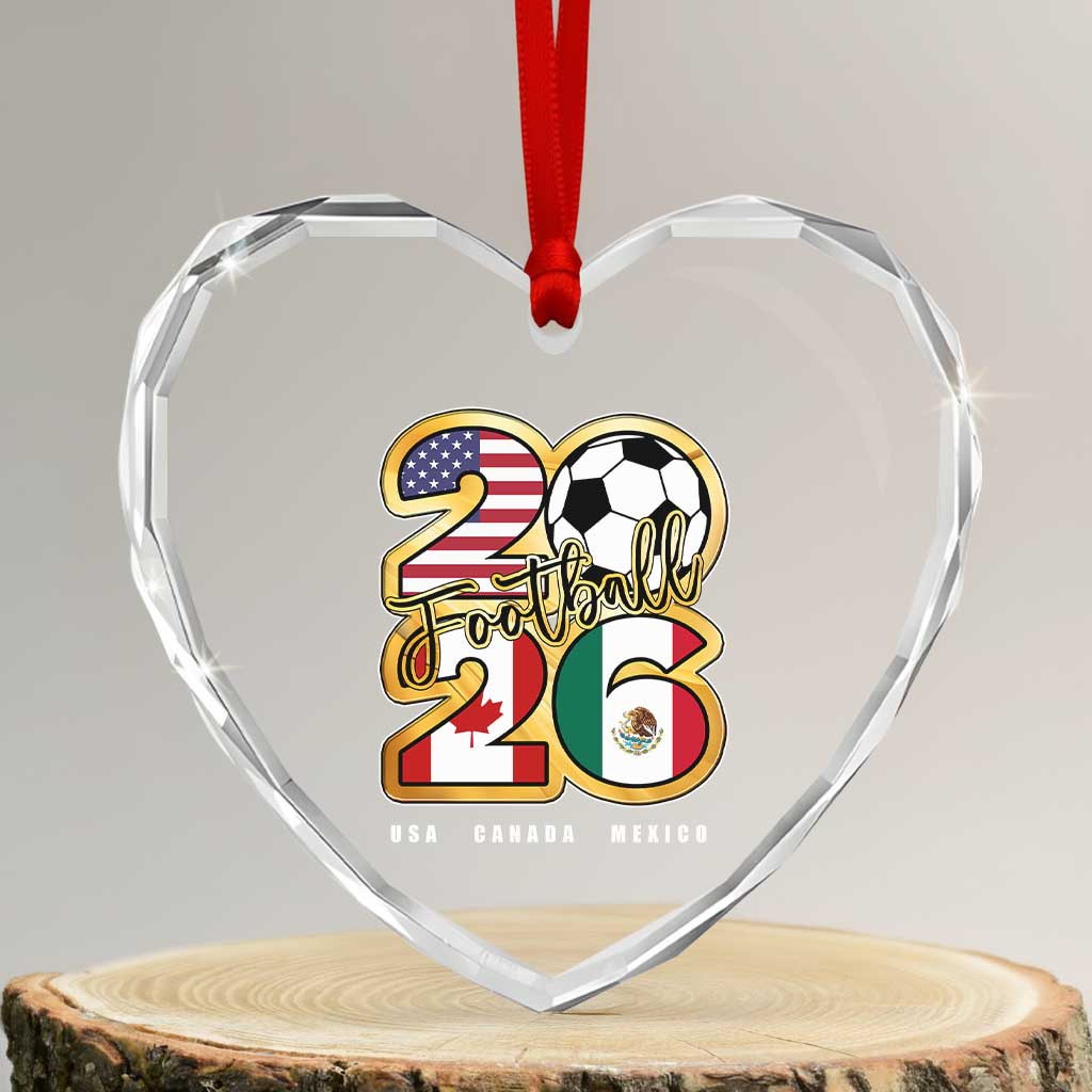 Soccer Football Lover Heart Crystal Glass Ornament USA Canada Mexico Pride 2026 TS11 Transparent Glass 3'' Heart Print Your Wear