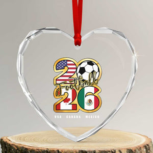 Soccer Football Lover Heart Crystal Glass Ornament USA Canada Mexico Pride 2026 TS11 Transparent Glass 3'' Heart Print Your Wear
