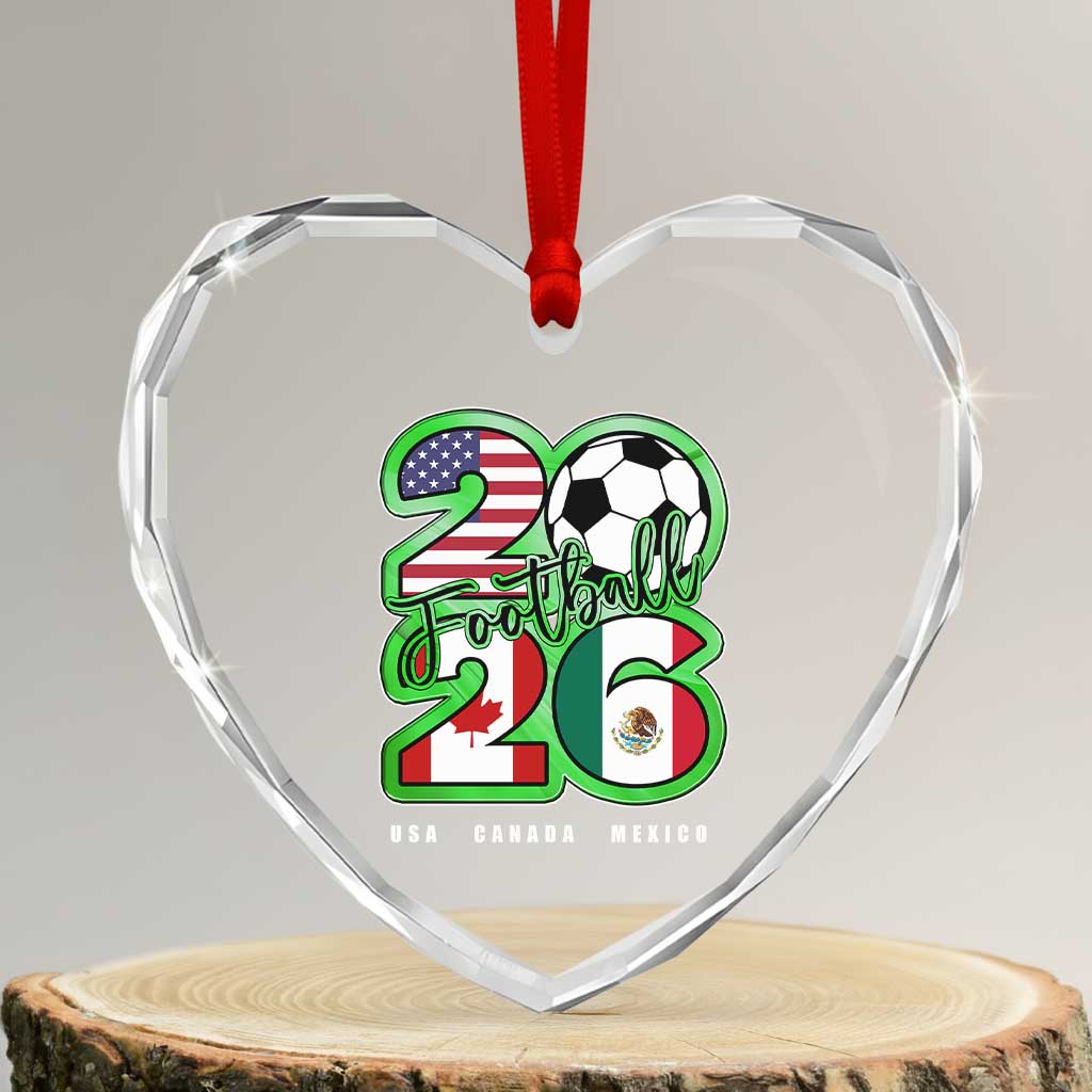 Soccer Football Lover Heart Crystal Glass Ornament USA Canada Mexico Pride 26 TS11 Transparent Glass 3'' Heart Print Your Wear
