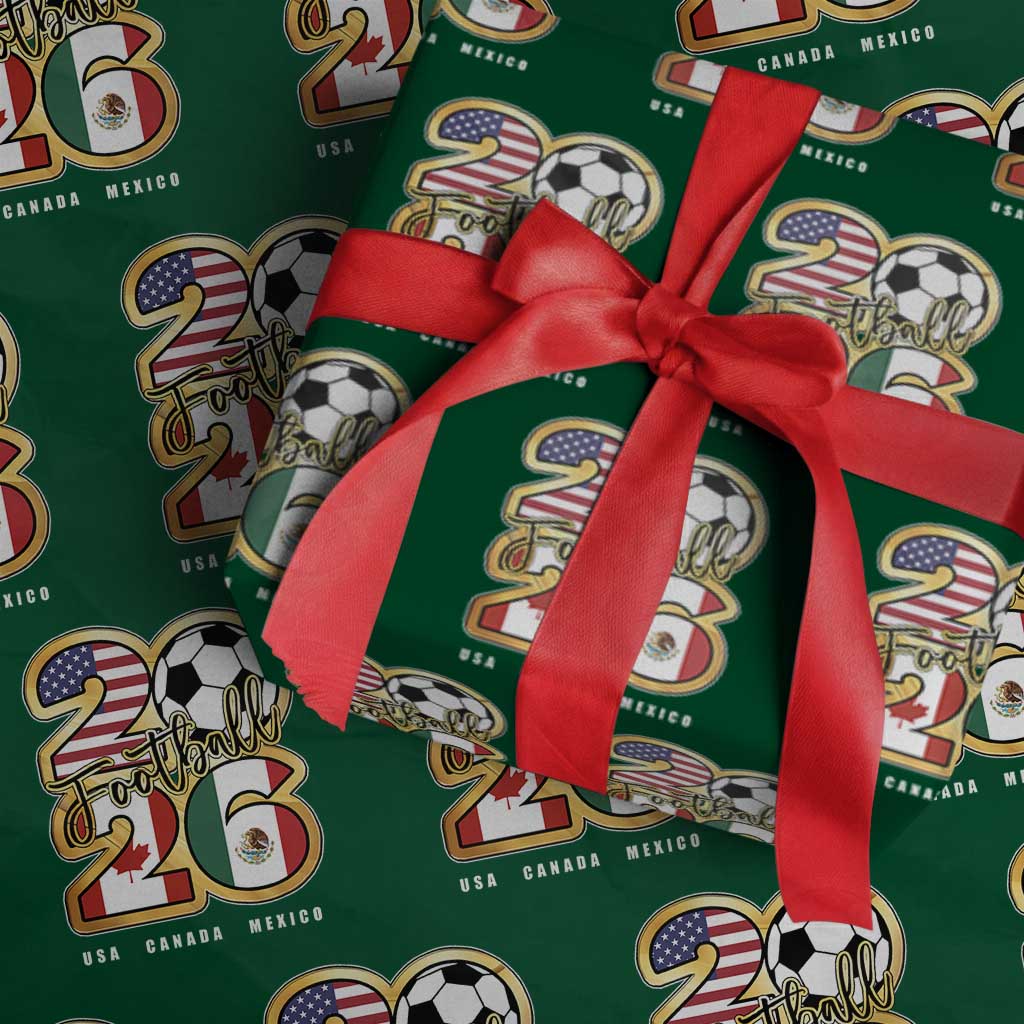 Soccer Football Lover Wrapping Paper Roll USA Canada Mexico Pride 2026 TS11 Green Print Your Wear