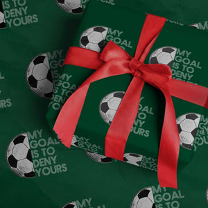 Soccer Goalie Wrapping Paper Roll My Goal Is To Deny Yours Distressed Goalkeeper TS10 Green Print Your Wear
