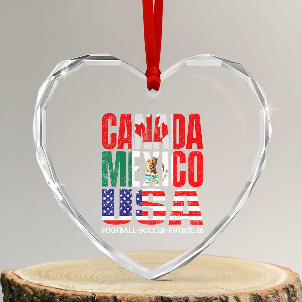 Soccer Lover Heart Crystal Glass Ornament Canada Mexico USA Pride Football Futbol 2026 TS11 Transparent Glass 3'' Heart Print Your Wear