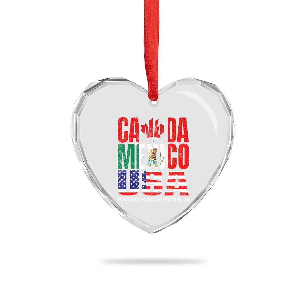 Soccer Lover Heart Crystal Glass Ornament Canada Mexico USA Pride Football Futbol 2026 TS11 Print Your Wear