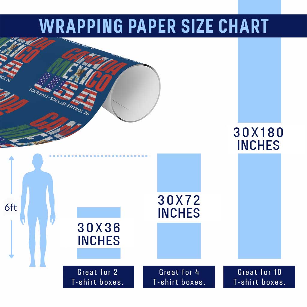 Soccer Lover Wrapping Paper Roll Canada Mexico USA Pride Football Futbol 2026 TS11 Print Your Wear