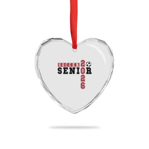 Soccer Senior Class of 2026 Typography Graphic Heart Crystal Glass Ornament High School Varsity Athlete Graduation Gift
