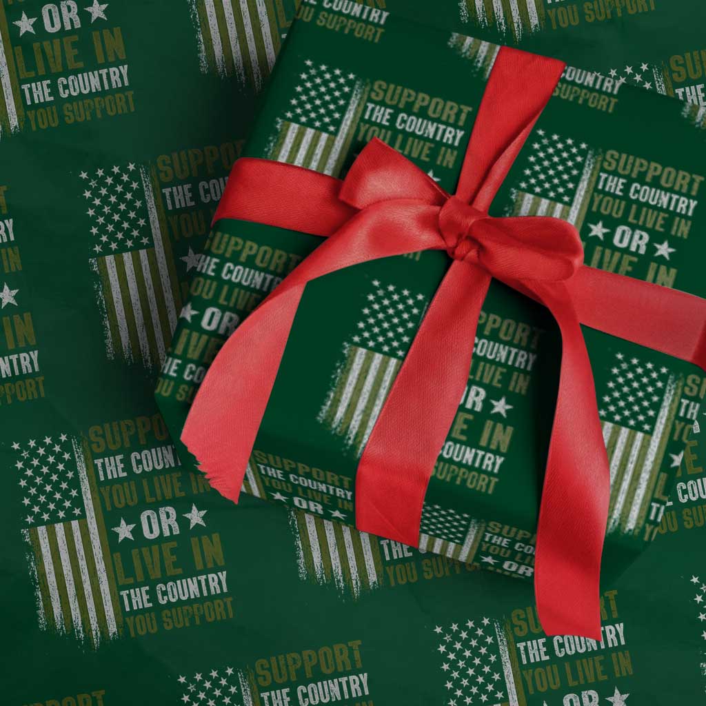 Social Justice Wrapping Paper Roll Support The Country You Live In American Flag TS10 Green Print Your Wear