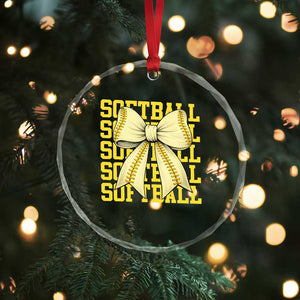 Softball Bow Crystal Glass Ornament Sister Sport Lovers Girls Team TS10 Print Your Wear