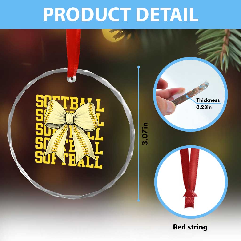 Softball Bow Crystal Glass Ornament Sister Sport Lovers Girls Team TS10 Print Your Wear