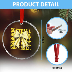 Softball Bow Crystal Glass Ornament Sister Sport Lovers Girls Team TS10 Print Your Wear