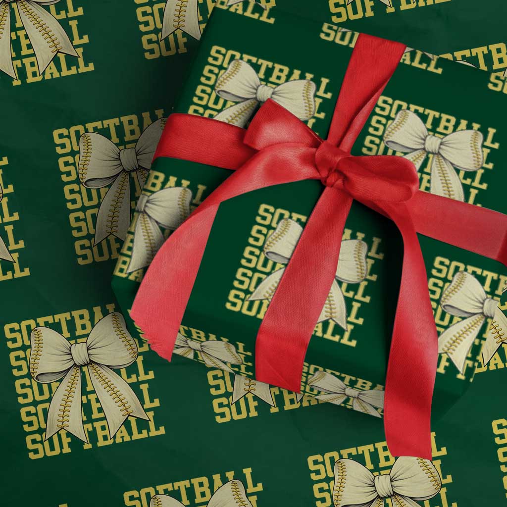 Softball Bow Wrapping Paper Roll Sister Sport Lovers Girls Team TS10 Green Print Your Wear