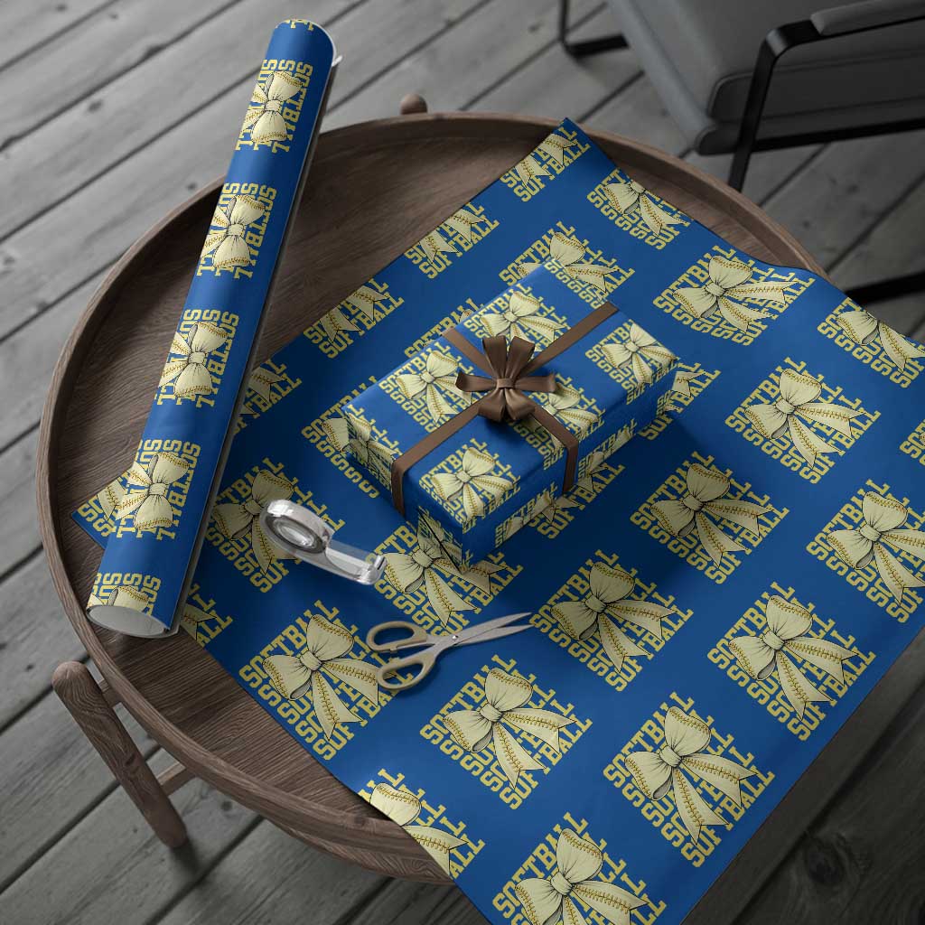 Softball Bow Wrapping Paper Roll Sister Sport Lovers Girls Team TS10 Blue Print Your Wear