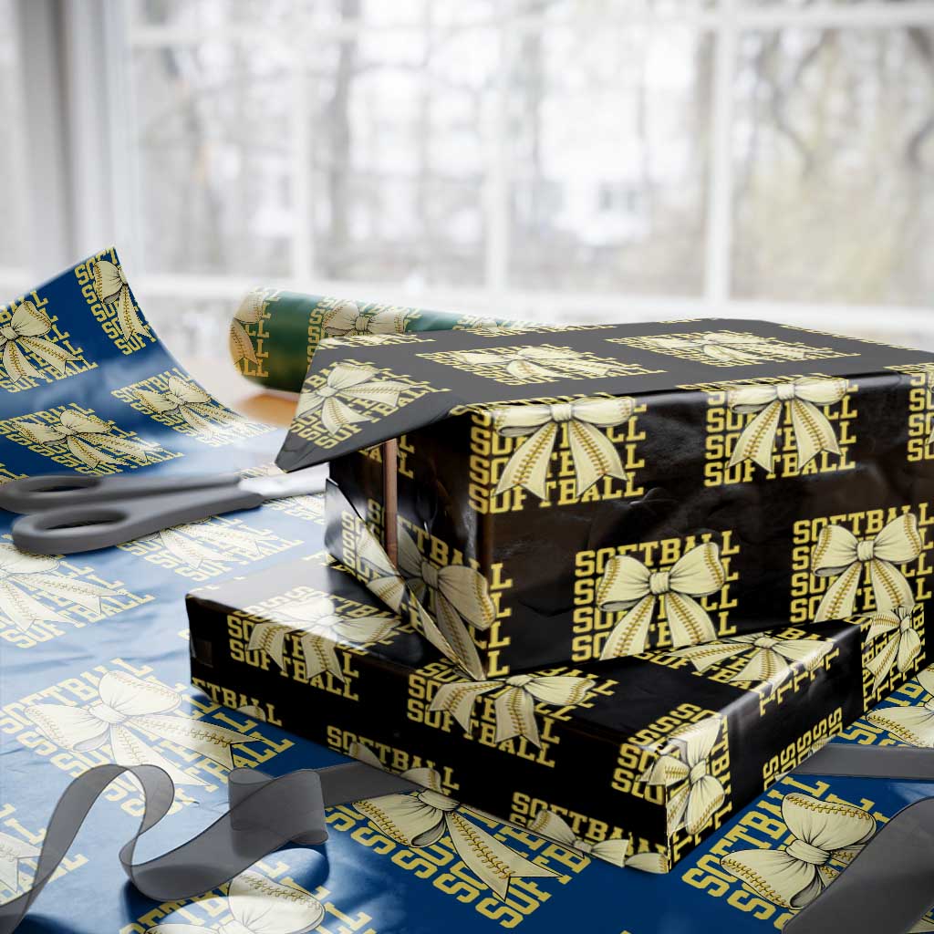 Softball Bow Wrapping Paper Roll Sister Sport Lovers Girls Team TS10 Black Print Your Wear