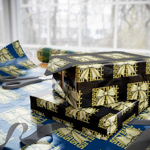 Softball Bow Wrapping Paper Roll Sister Sport Lovers Girls Team TS10 Black Print Your Wear