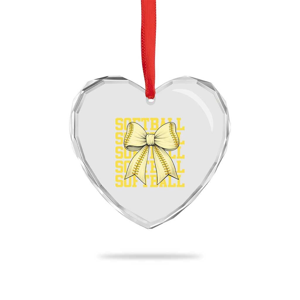 Softball Bow Heart Crystal Glass Ornament Sister Sport Lovers Girls Team TS10 Print Your Wear