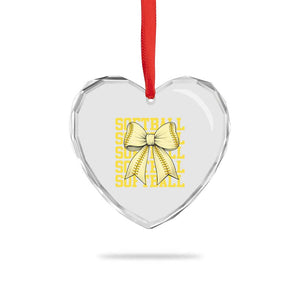 Softball Bow Heart Crystal Glass Ornament Sister Sport Lovers Girls Team TS10 Print Your Wear