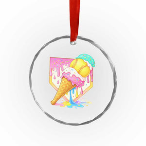 Softball Drip Crystal Glass Ornament Cute Softball Girls Ice Cream Drip Game Day TS10 Print Your Wear