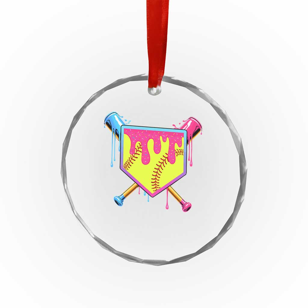 Softball Drip Crystal Glass Ornament Ice Cream Drip Youth Girls Softball Sport TS10 Print Your Wear