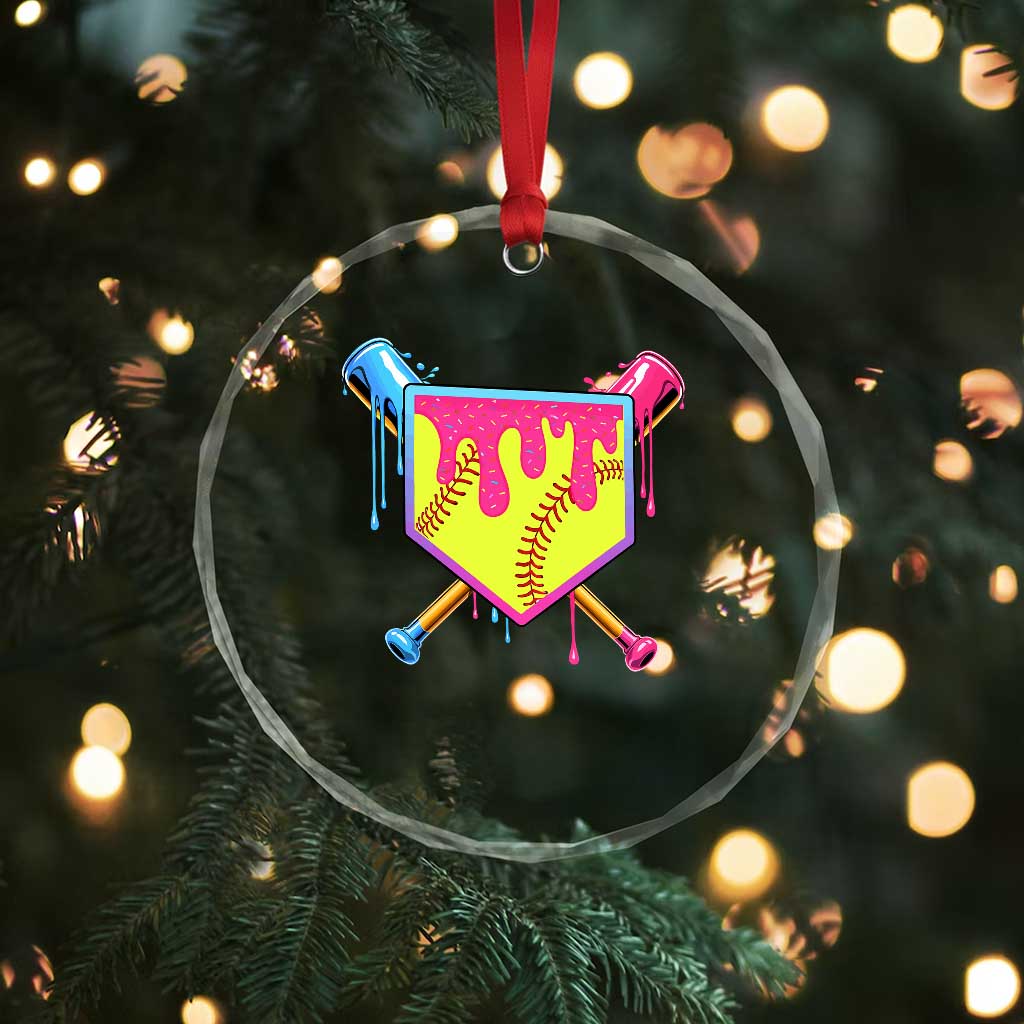 Softball Drip Crystal Glass Ornament Ice Cream Drip Youth Girls Softball Sport TS10 Print Your Wear