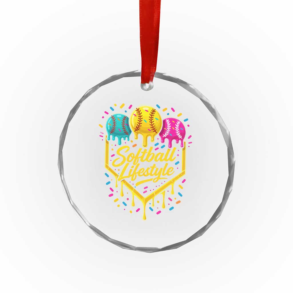 Softball Drip Crystal Glass Ornament Ice Cream Sprinkles Softball Life Style TS10 Print Your Wear