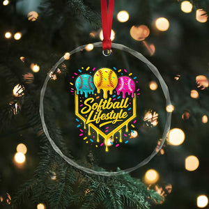 Softball Drip Crystal Glass Ornament Ice Cream Sprinkles Softball Life Style TS10 Print Your Wear