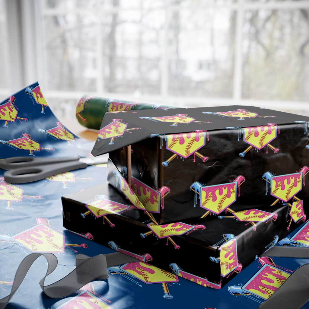 Softball Drip Wrapping Paper Roll Ice Cream Drip Youth Girls Softball Sport TS10 Black Print Your Wear