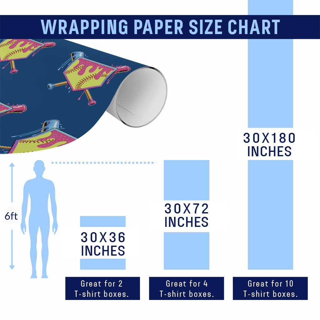 Softball Drip Wrapping Paper Roll Ice Cream Drip Youth Girls Softball Sport TS10 Print Your Wear